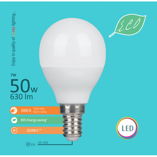 SIJALICA LED 7W/3000 E14-G45 ECO mitea
