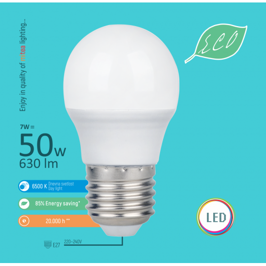 SIJALICA LED 7W 6500 E27-G45 eco mitea