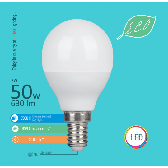 SIJALICA LED 7W/6500 E14-G45 eco mitea