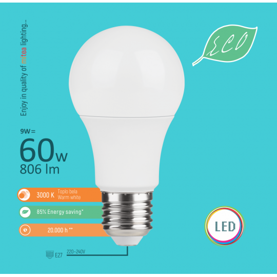 SIJALICA LED 9W/3000 E27-A60 ECO mitea