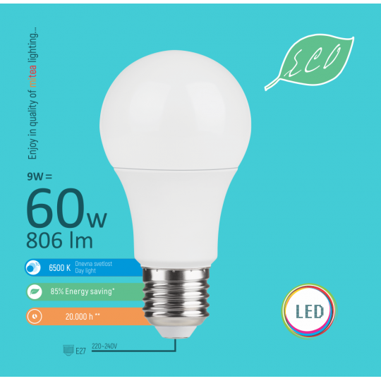 SIJALICA LED 9W/6500 E27-A60 ECO mitea