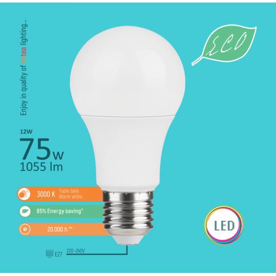 SIJALICA LED 12W/3000 E27-A60 ECO mitea