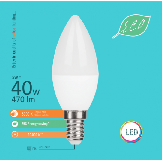 SIJALICA LED 5W/3000 E14-C36 ECO mitea