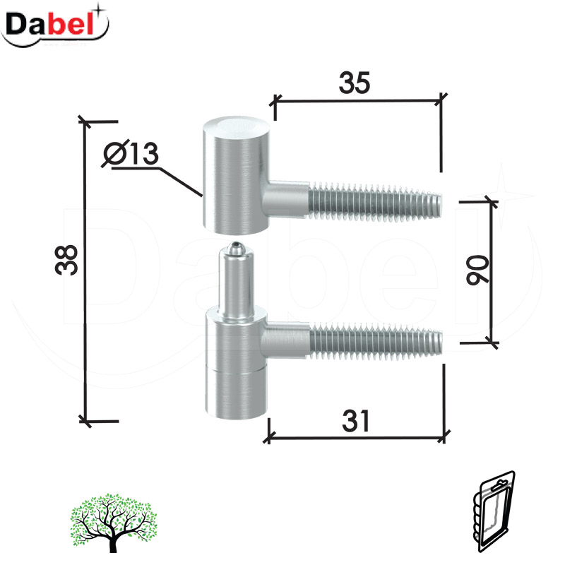 ŠARKA ZA VRATA SP030 ZnB FI13x38/35/31mm 40kg DP1